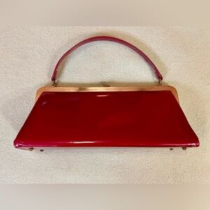 Theodor Of California Red Handbag Purse Gold Frame & Clasp Satin Lined 50’s-60’s